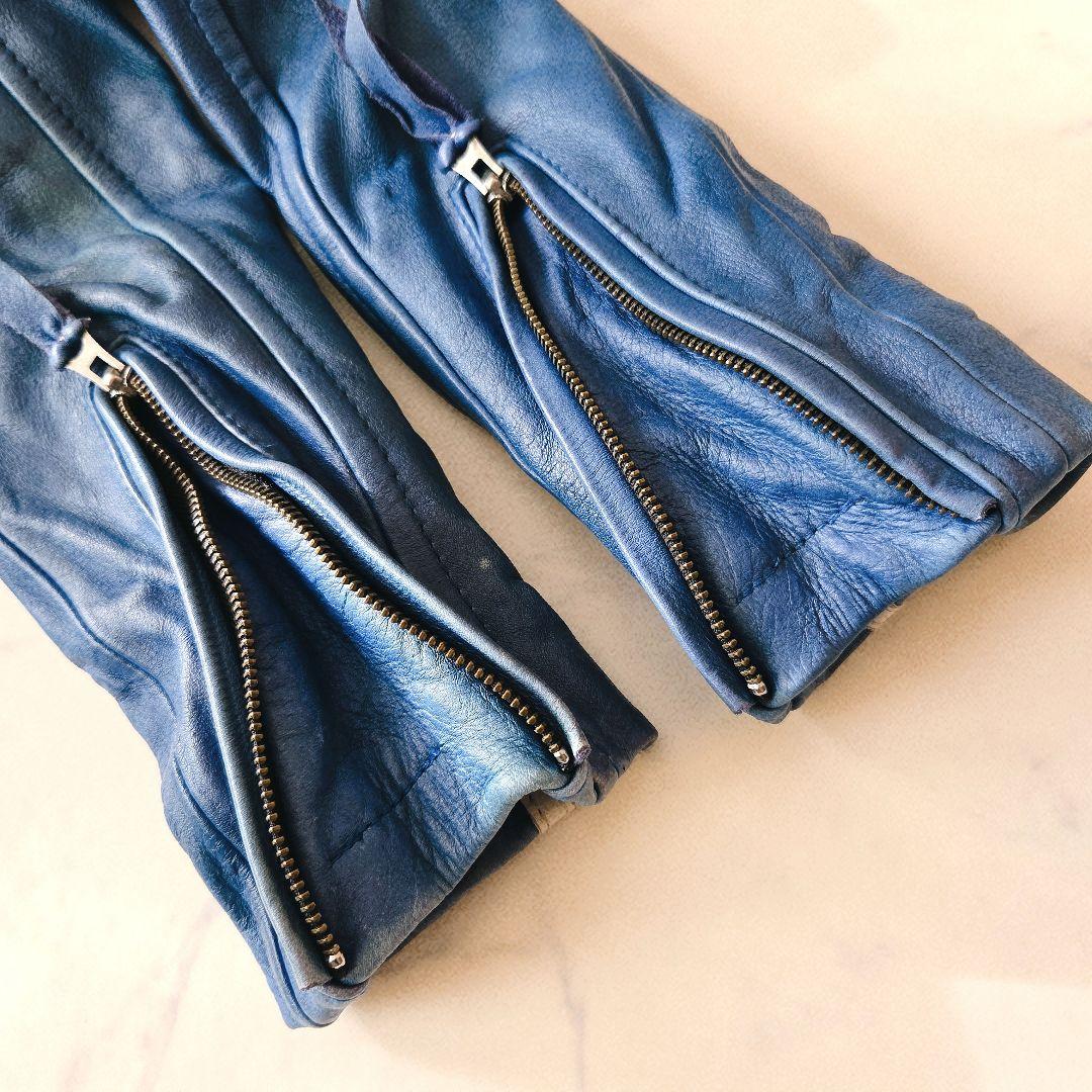 Schott クラシックレーサー レザージャケット M 青 シングルライダース