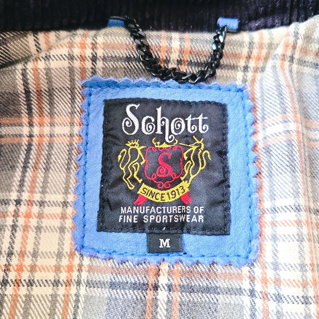 Schott クラシックレーサー レザージャケット M 青 シングルライダース