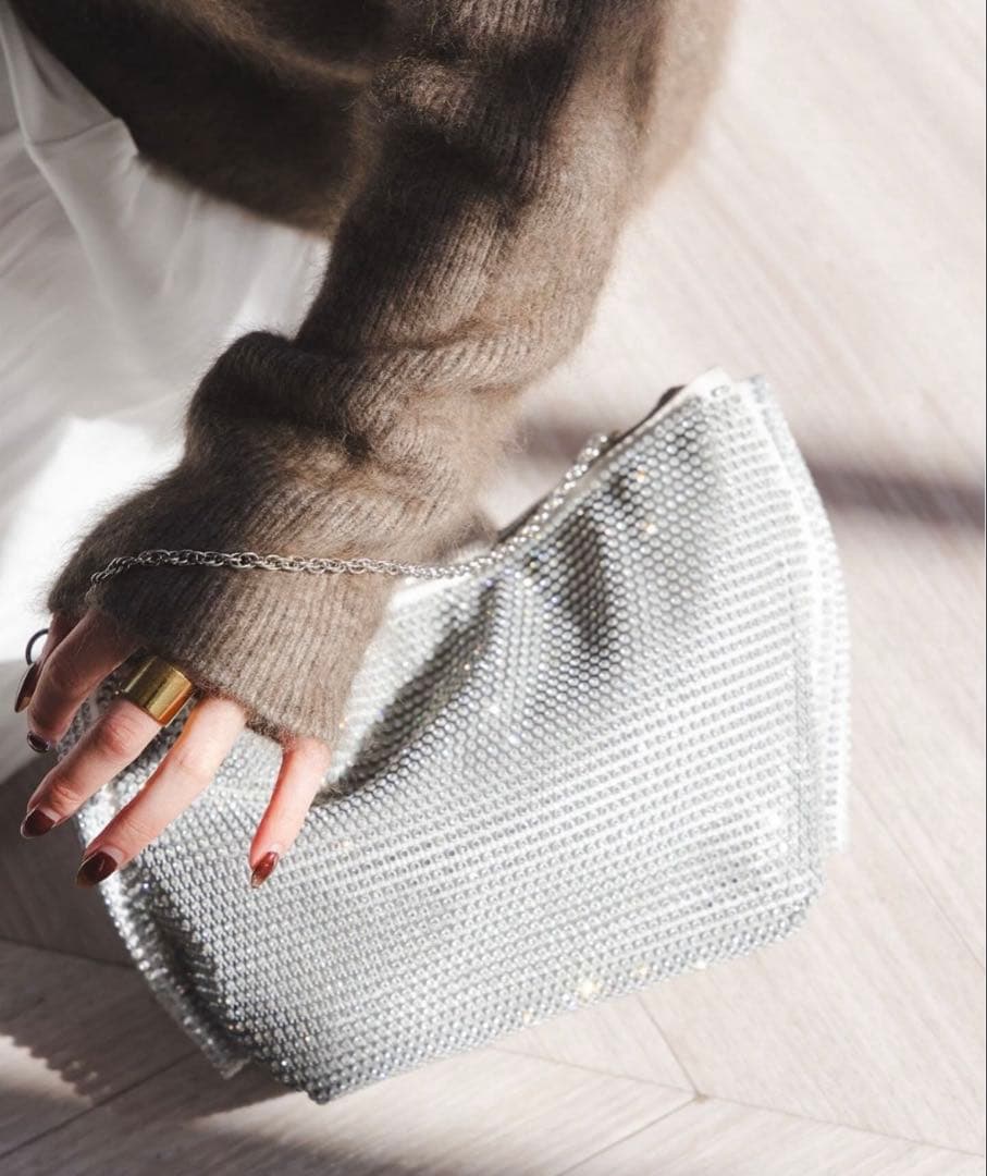 NOBLE 2wayラインストーンバッグ　シルバー