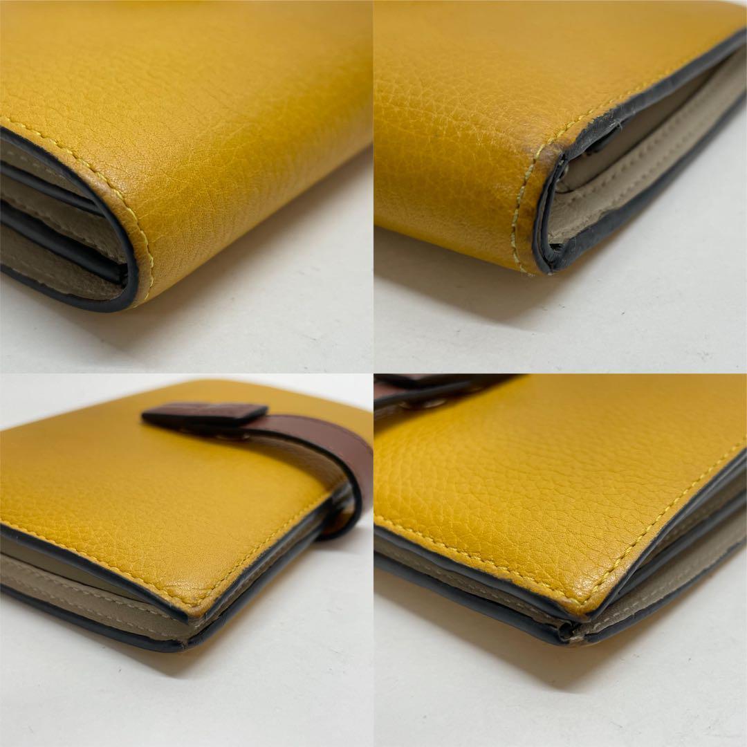 1575 LOEWE ロエベ 折り財布 アナグラム レザー イエロー