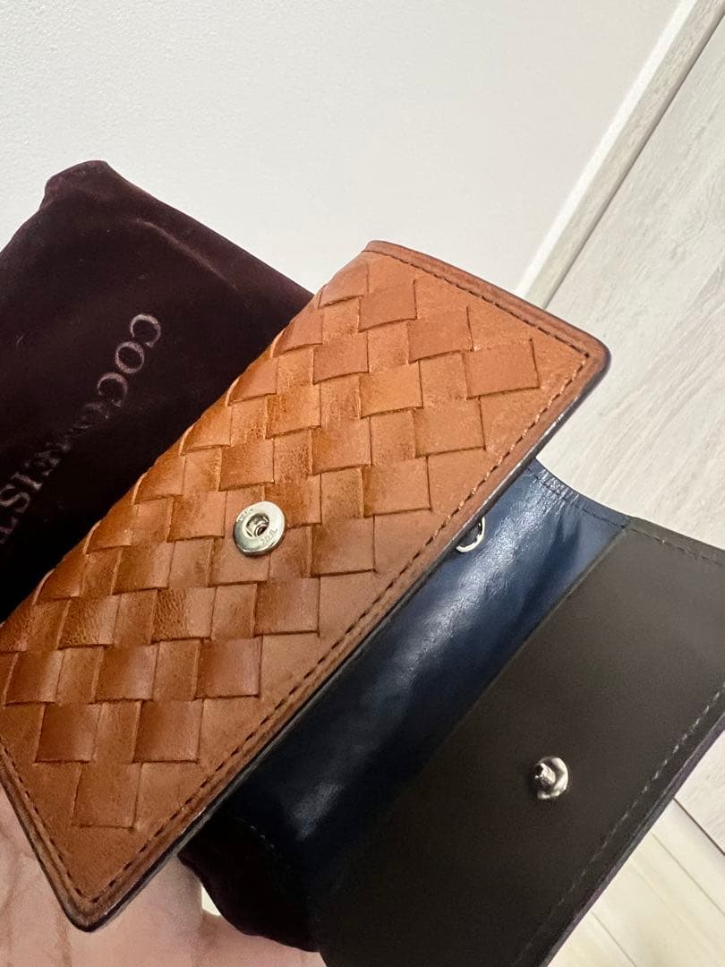 極美品 COCOMEISTER ココマイスター 編み込み レザーキーケース 6連