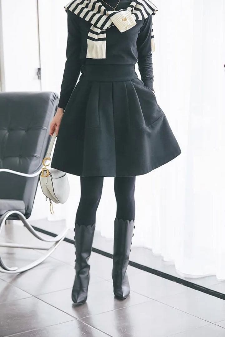 新品☆セブンテン　ハイウエストフレアキュロット　黒　SサイズSEVEN TEN