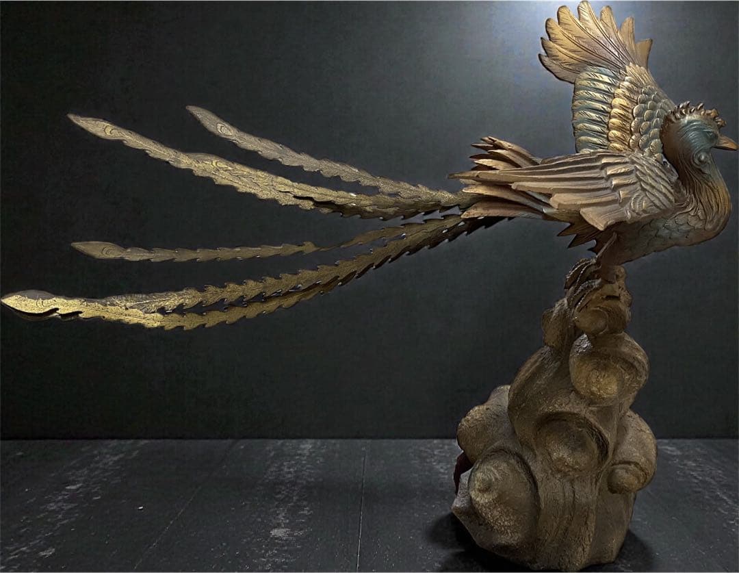 【幸運を招く鳳凰】鳳凰　金属製 風水　縁起物　アンティーク　発展　成長　幸福
