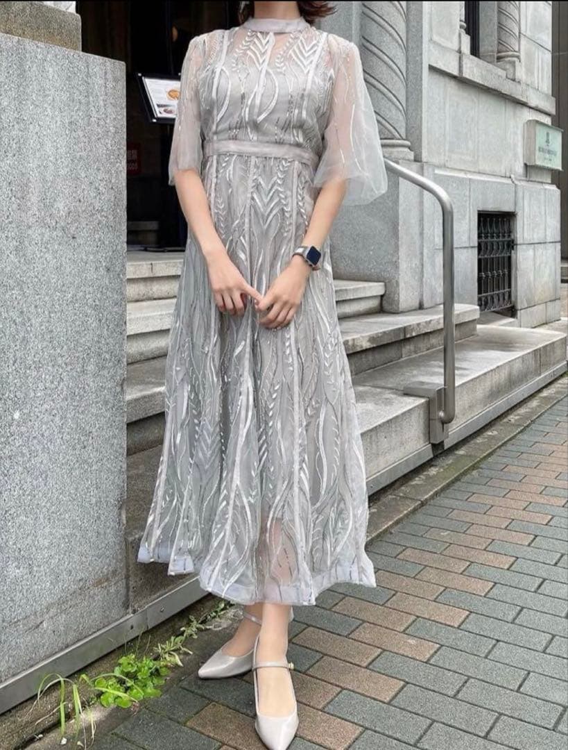 【LEJA】パーティードレス レース プチフリル ロングドレス ワンピース 美品