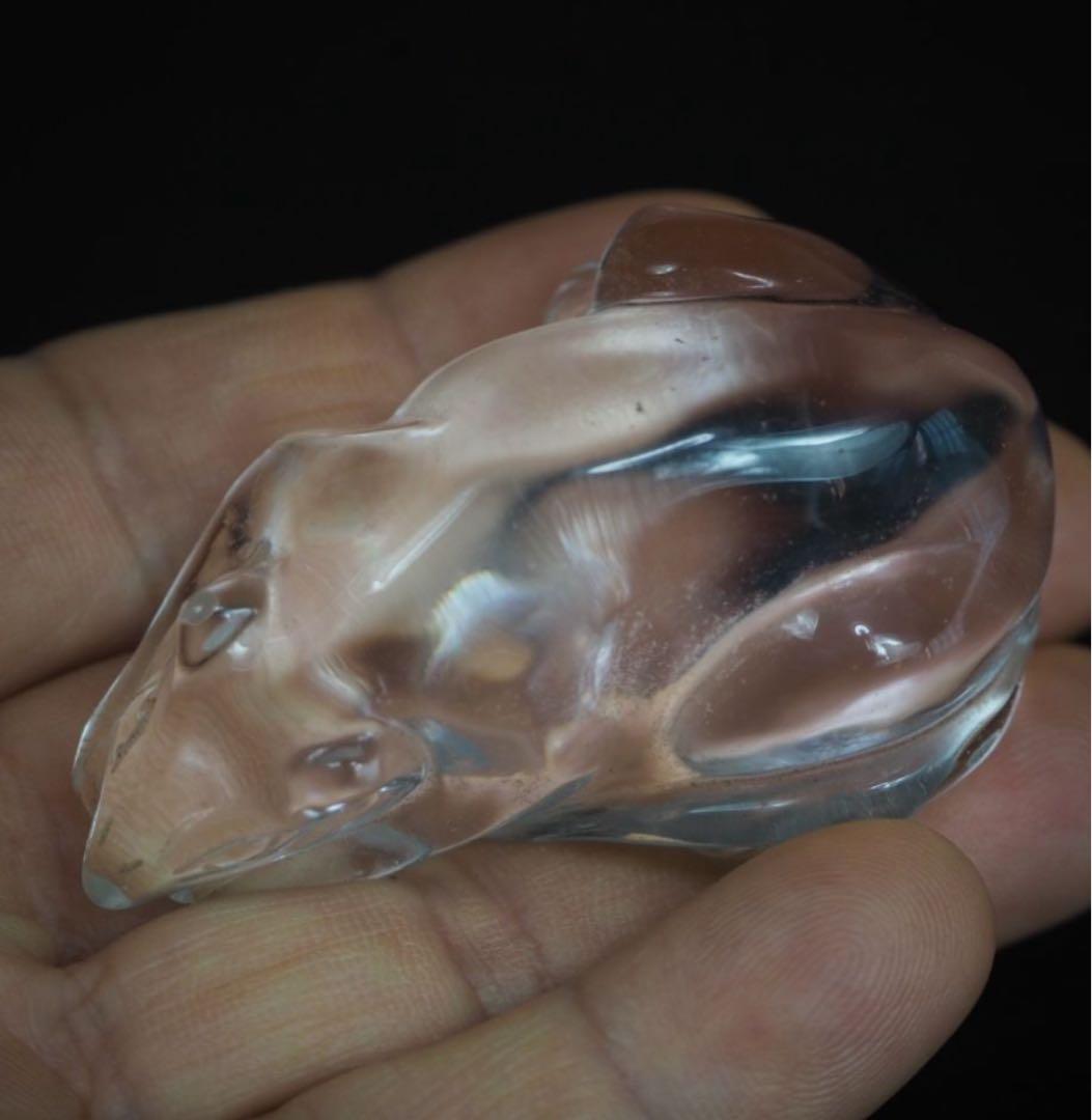 送料無料　時代物　天然水晶製鼠　縁起物　6×4×2.5ｃｍ　重70ｇ　本物保証