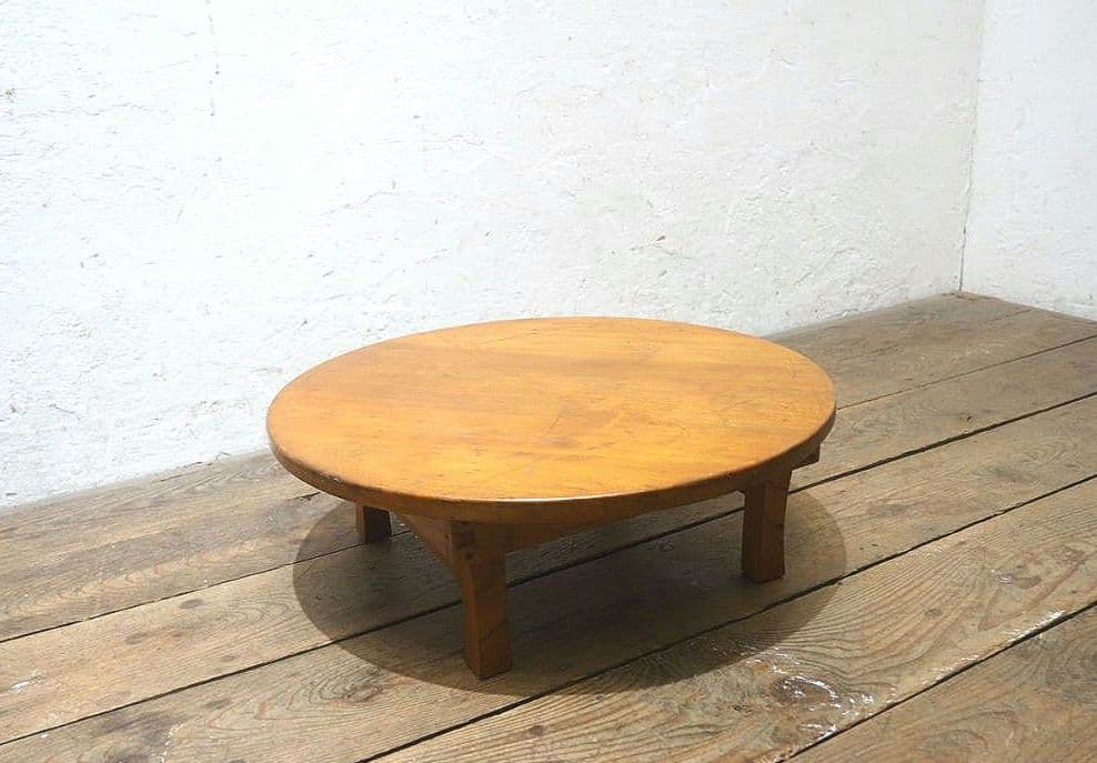 1321 折りたたみ式　レトロな丸ちゃぶ台　座卓　ローテーブル　アンティーク