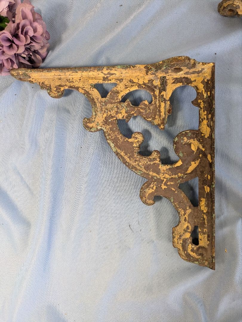 イギリス アンティーク 鉄製 棚受け ブラケット 2個セット