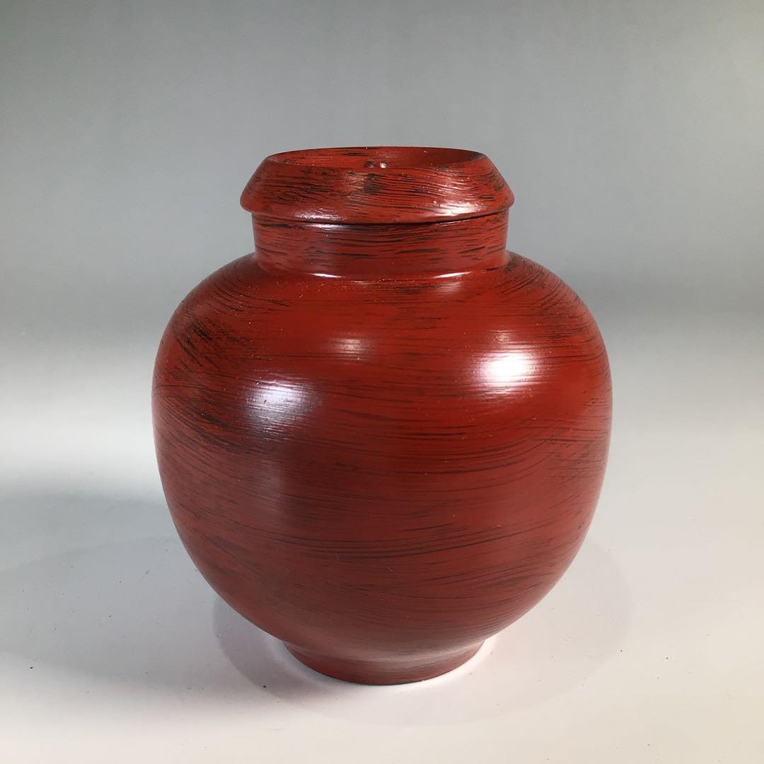 Ｎ８７６　薬壺　『夏目有彦作』『大徳寺　橘了庵書付』『根来手』　共箱　茶道具