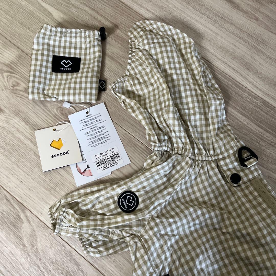 SSOOOK ソーク チェックカバーオール MLサイズ オリーブグリーン
