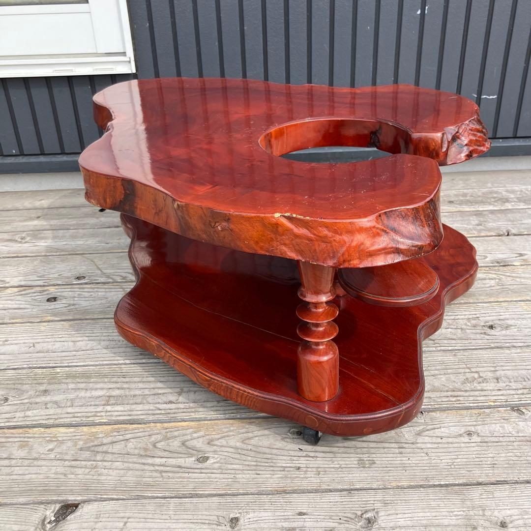 昭和レトロ 一枚板 お座敷ワゴン ポットワゴン 木製 古家具 サイドテーブル