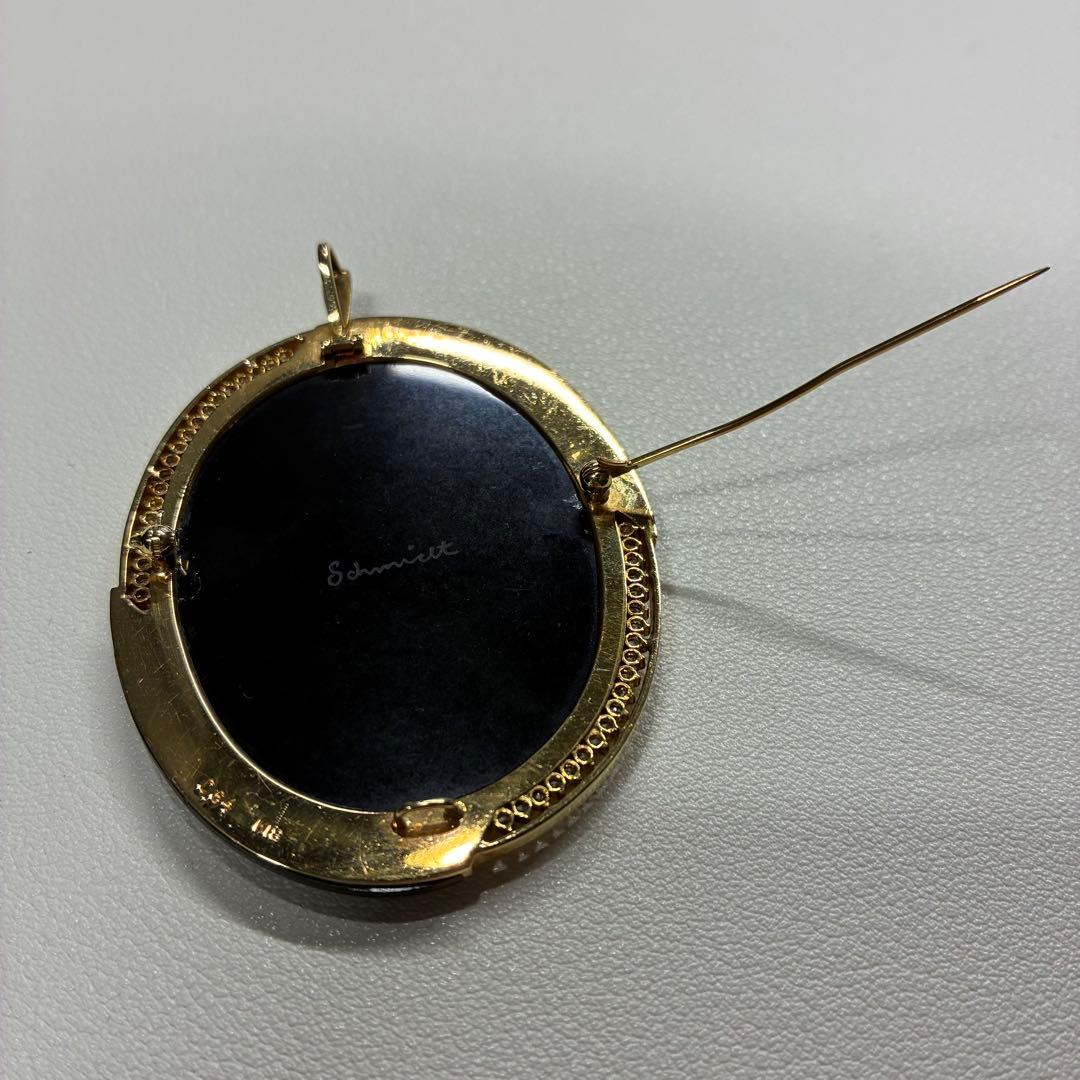 Schmidt作 カメオ ブローチ ネックレストップ K18 0.64 約28g