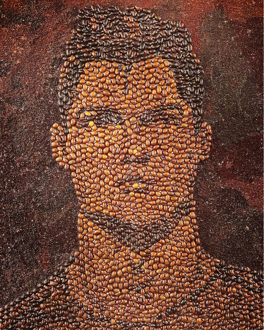 クリスティアーノ・ロナウド　美術品　アート作品　コーヒー豆