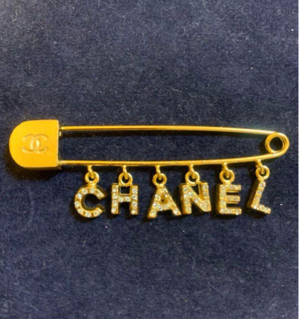 CHANEL クリスタル安全ピンブローチ　T&T