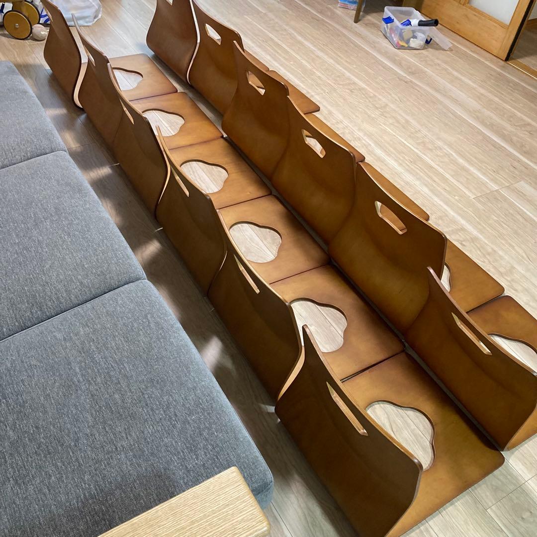 まとめ売り　木製座椅子　12脚セット　曲げ座椅子　和座椅子　旅館　座敷　②