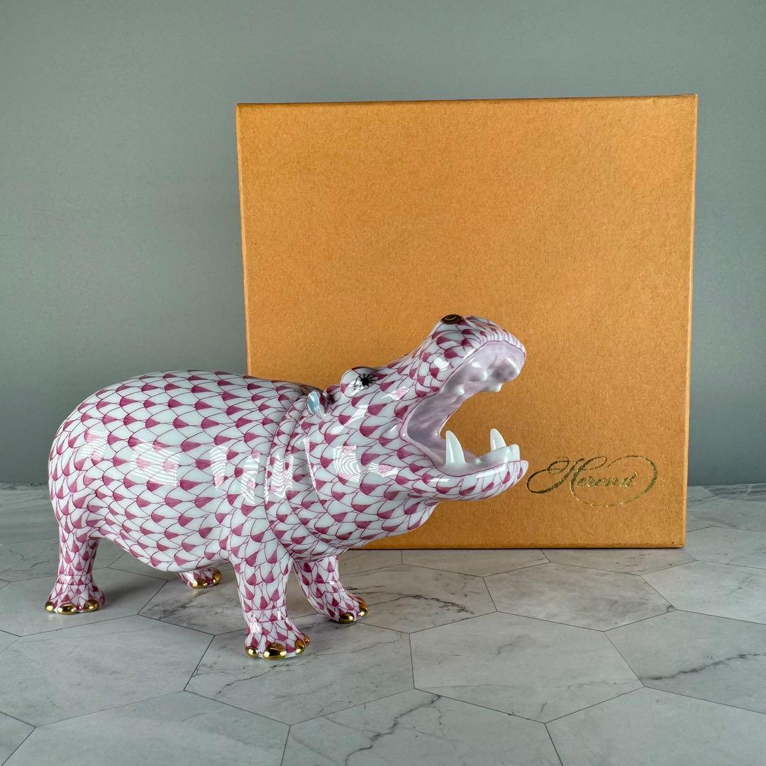 DA1292 ヘレンド　herend カバ 置物　陶器