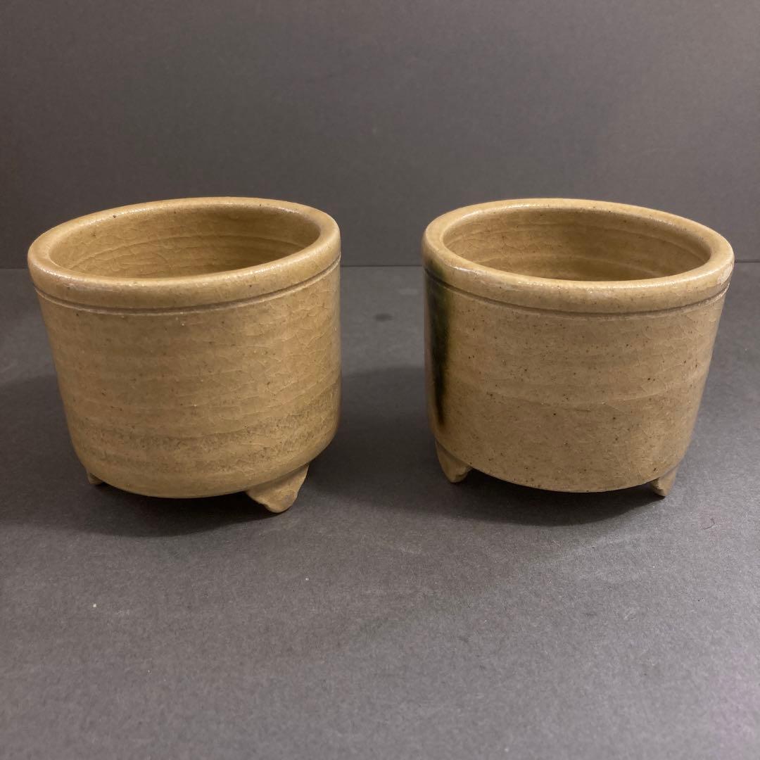 茶道具　美濃焼キセト　香炉一対　幽光斉　瑞光窯　佐々木八十二　共箱　S261KR