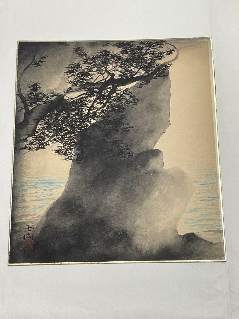 模写　船田玉樹　松海図 色紙(検索＝速水御舟 小林古径 堂本印象 不染鉄 肉筆)