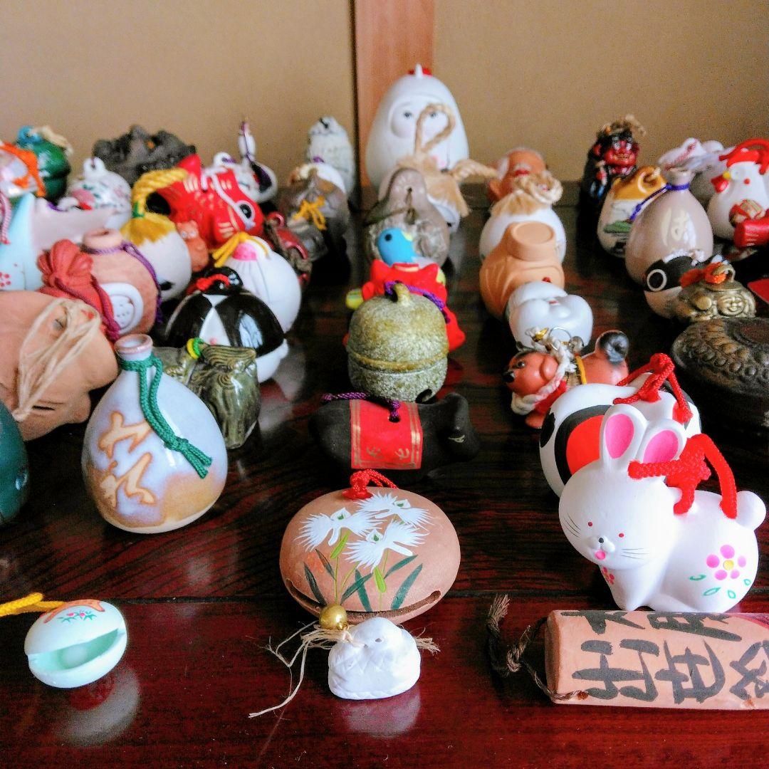 【昭和時代の全国の土鈴】107個　鋳物鈴他34個　まとめ売り 外国の方へお土産♡