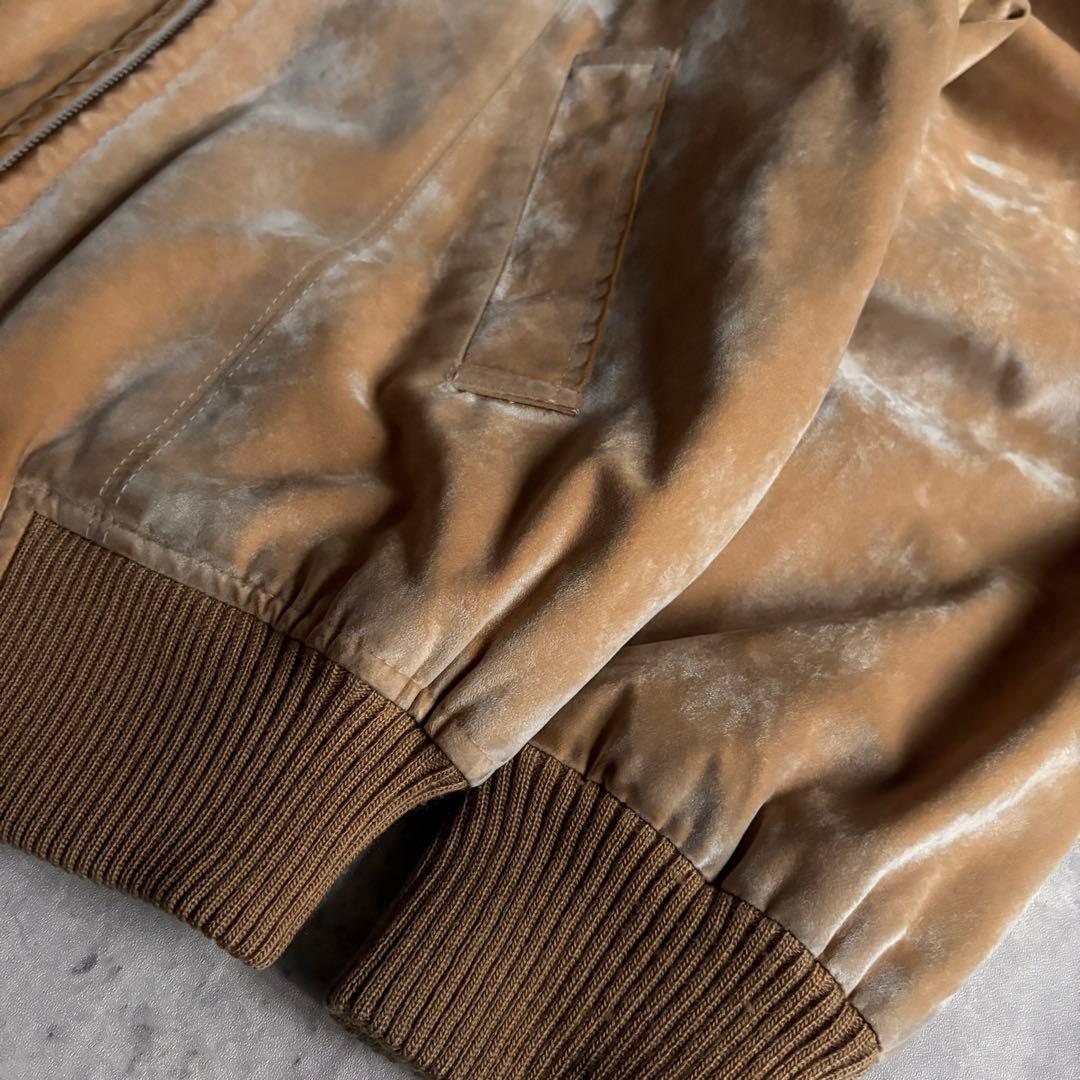 【80s vintage】レーヨン100 ジップブルゾン　裏地チェック　短丈