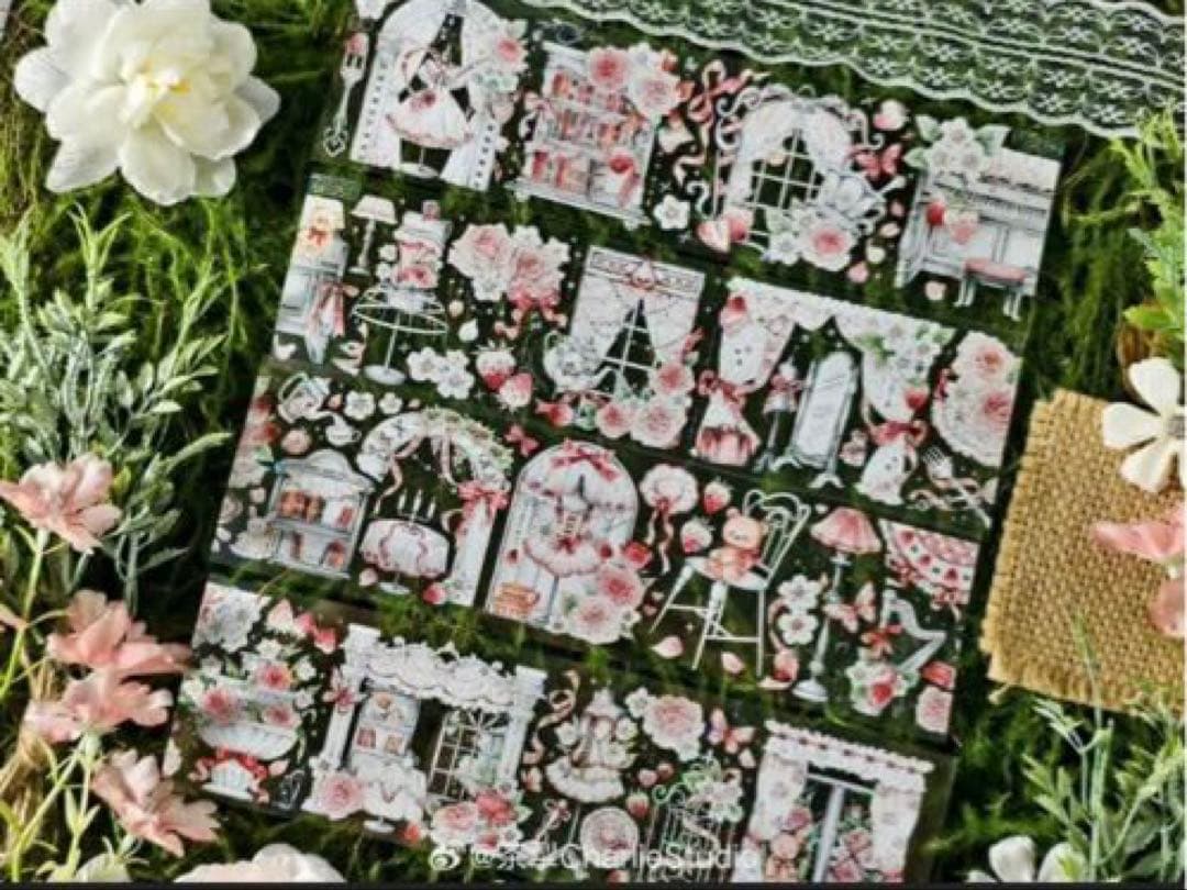 贝壳光 7cm×10m 白日甜梦　海外マスキングテープ　トルソー　窓　花