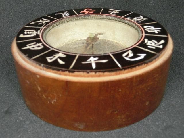和磁石　方位磁針　木製　コンパス　アンティーク　骨董　江戸　明治　④