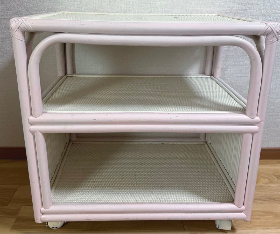 ウイッカー家具 チェスト ピンク アンティーク ヴィンテージ