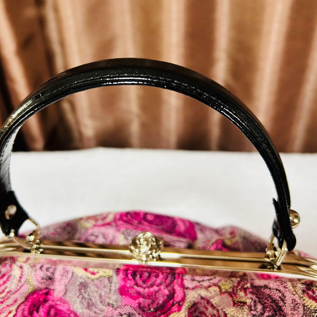 【極美品】Think Bee! ネバーエンディングピンクローズ　がま口　バッグ