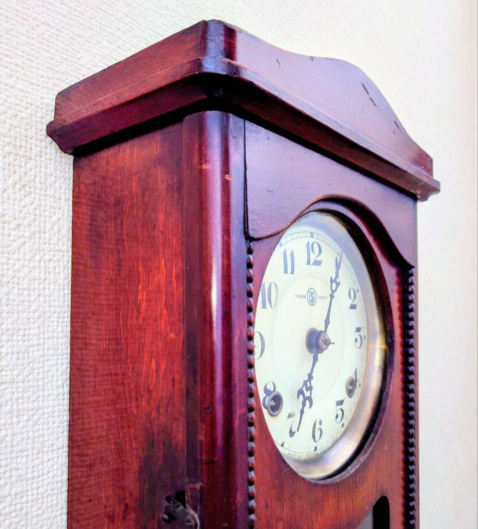 〈完動・美品〉鶴巻時計店英工舎　大正浪漫宮型ゼンマイ振り子時計 　古時計