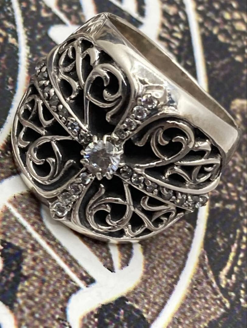 ぼ*う様 クロムハーツ　クラシックオーバルクロスリング指輪17号シルバー925