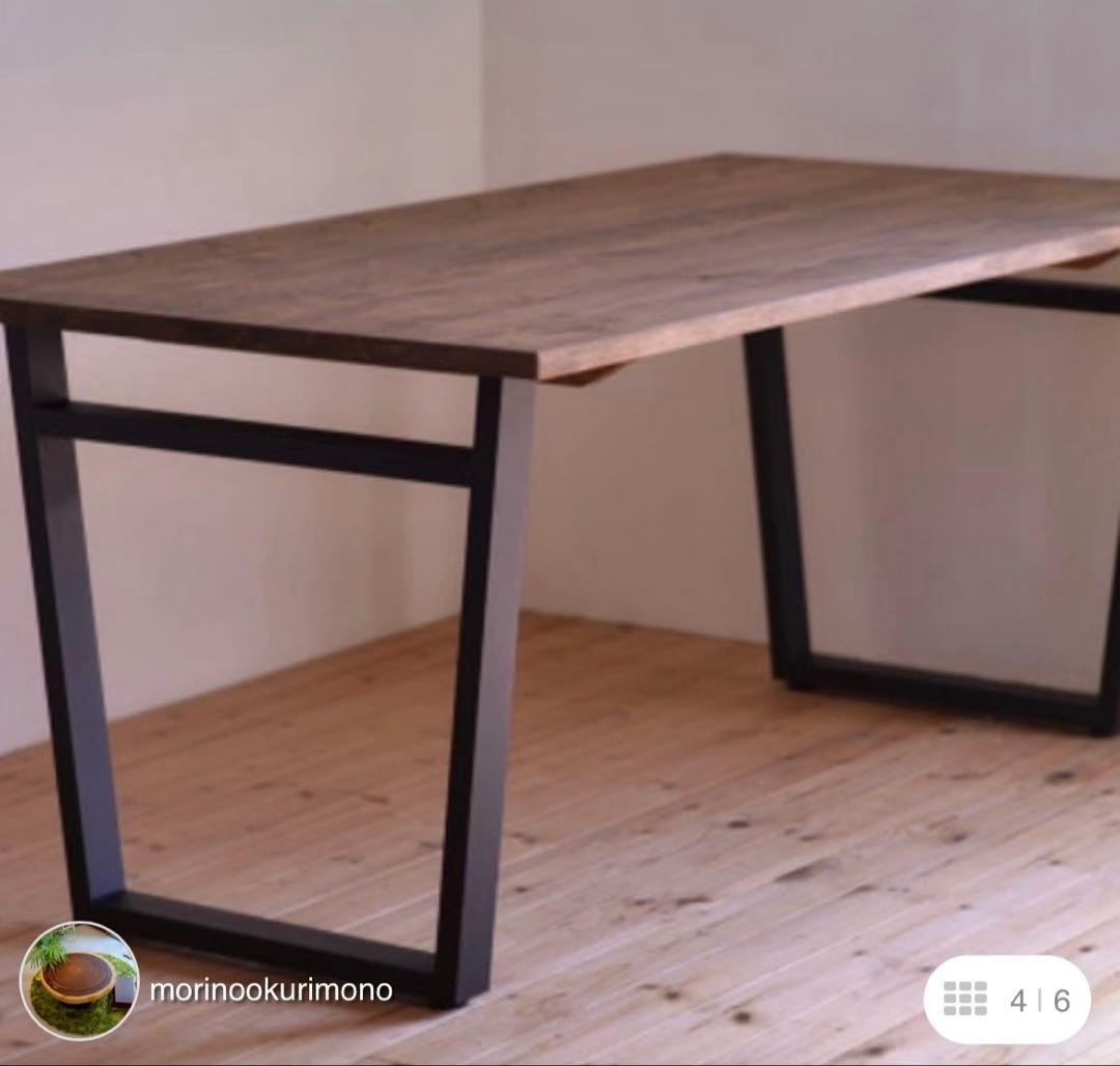 限定値下げ　無垢ひのき材インダストリアルアイアン脚テーブルアンティーク仕上げ