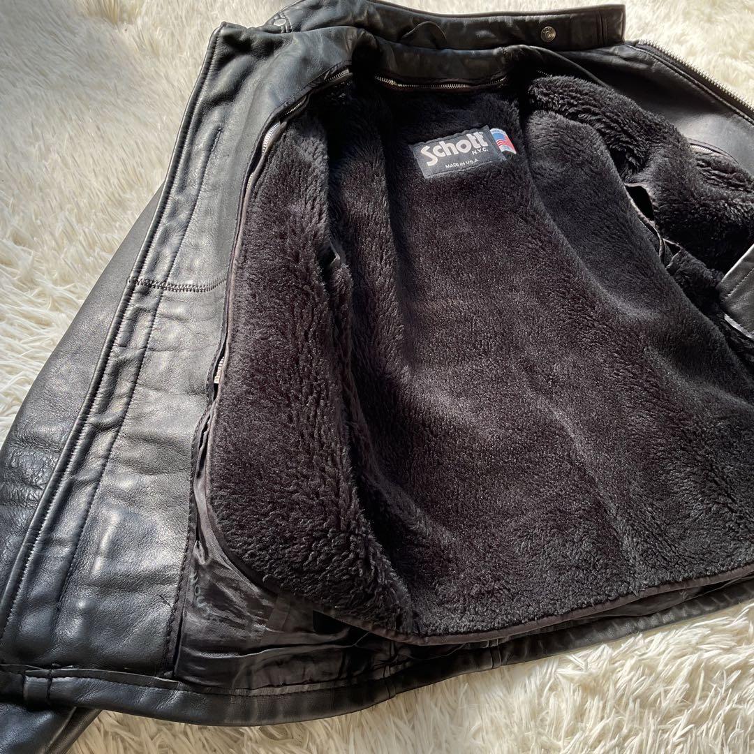 人気✨schott 641 レザージャケット　シングルライダース　38 ブラック