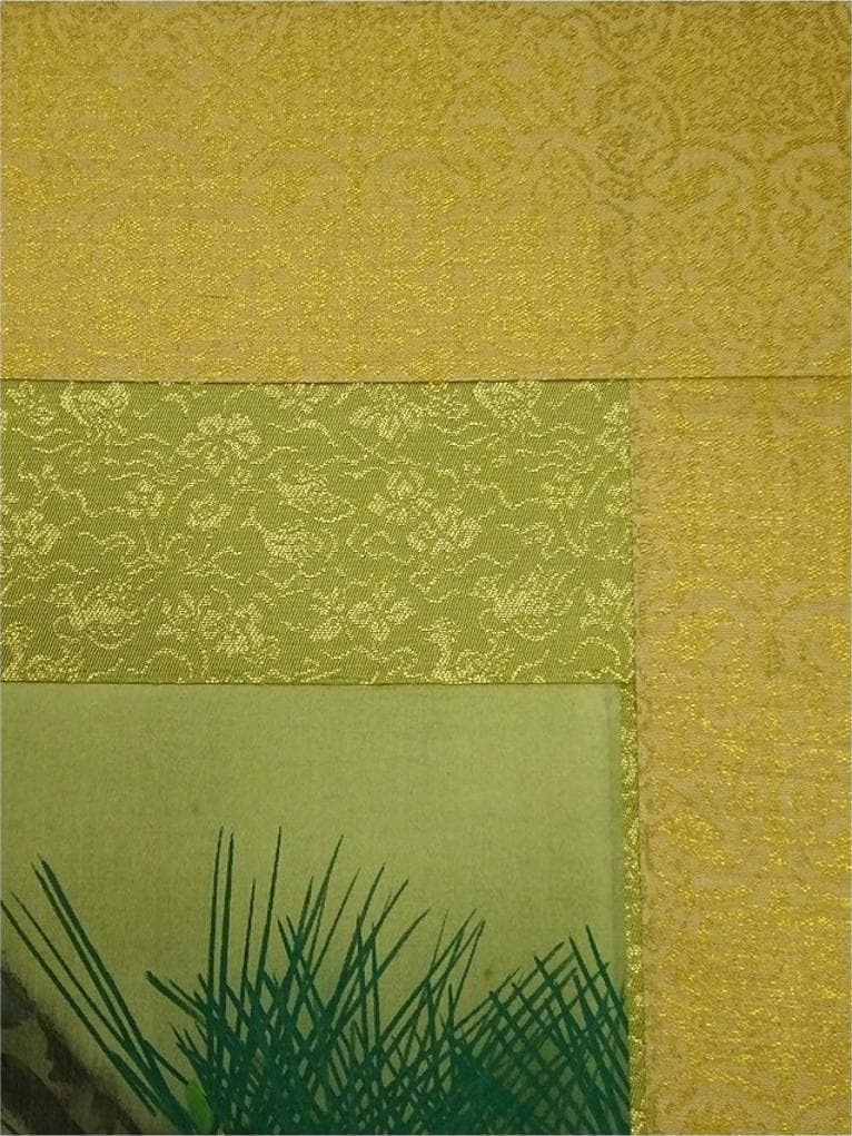 【真作】掛軸 馬堀喜孝『双鯉瀧上り』絹本 共箱 二重箱付 掛け軸 p052810