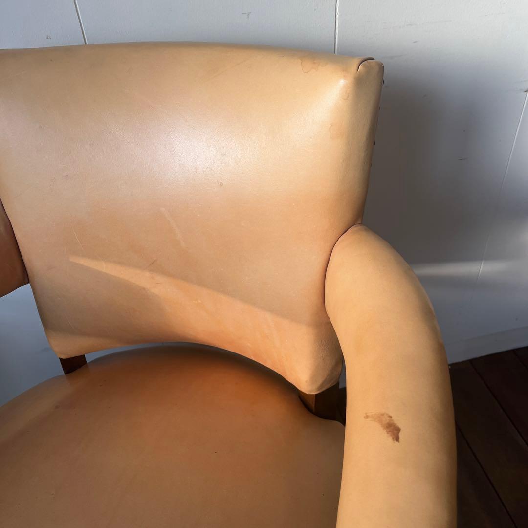 キャメルレザー 回転椅子事務オフィスチェアキャスター本革アンティークヴィンテージ