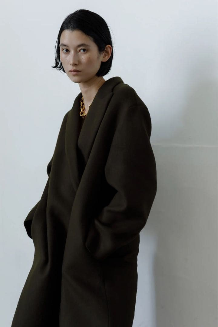 neau Peaked lapel long coat ロングコート グリーン