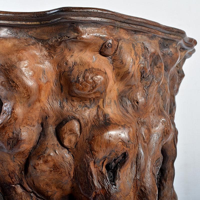 中国　唐木天然木瘤木　大筆筒　高さ約21㎝　重さ約2.7㎏　T　7709CE