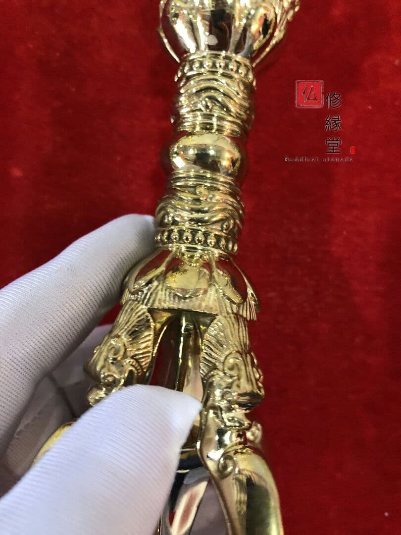 真言宗法具 法器 大理国五鈷杵 金剛杵 真鍮製 21cm