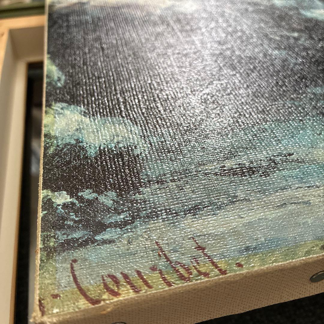 ギュスターヴ クールベ 鹿のすみか、冬 油絵 複製　F6号 額縁付き