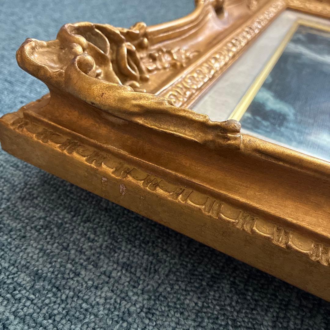 ギュスターヴ クールベ 鹿のすみか、冬 油絵 複製　F6号 額縁付き