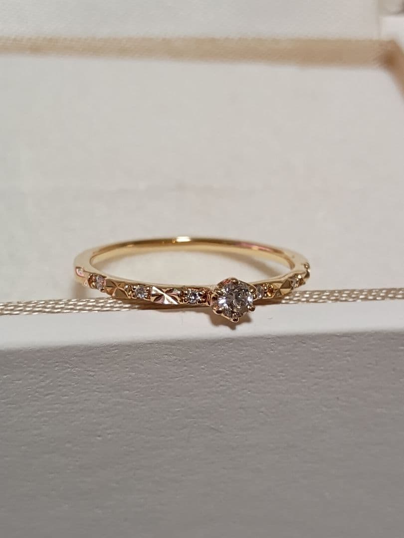 サマンサティアラ 18金 ゴールド ダイヤモンド カットデザイン リング 10号