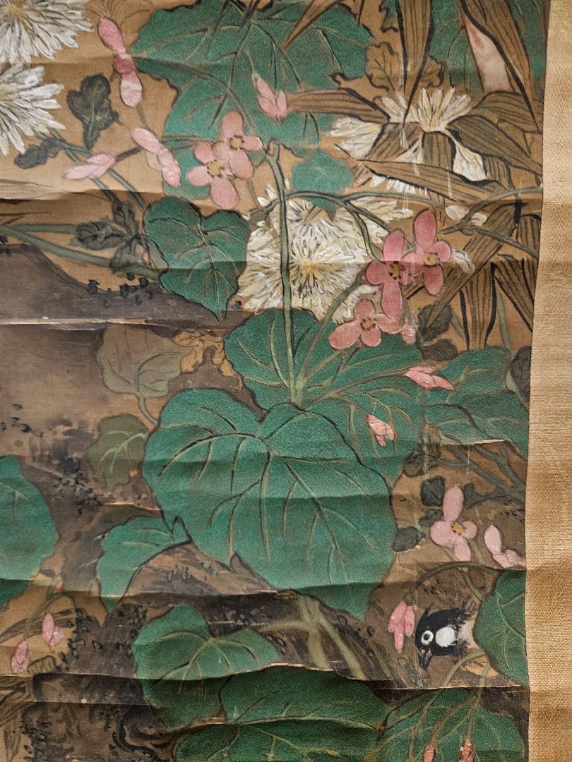 花鳥図　 清代 中国画　絹本　無落款