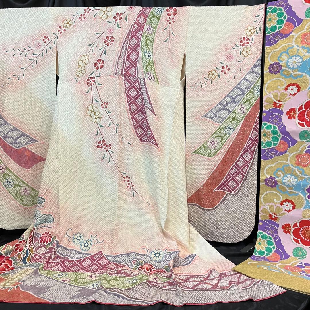 ■逸品■総絞り■古典御所車模様■正絹振袖フルセット■成人式結婚式■振袖一式
