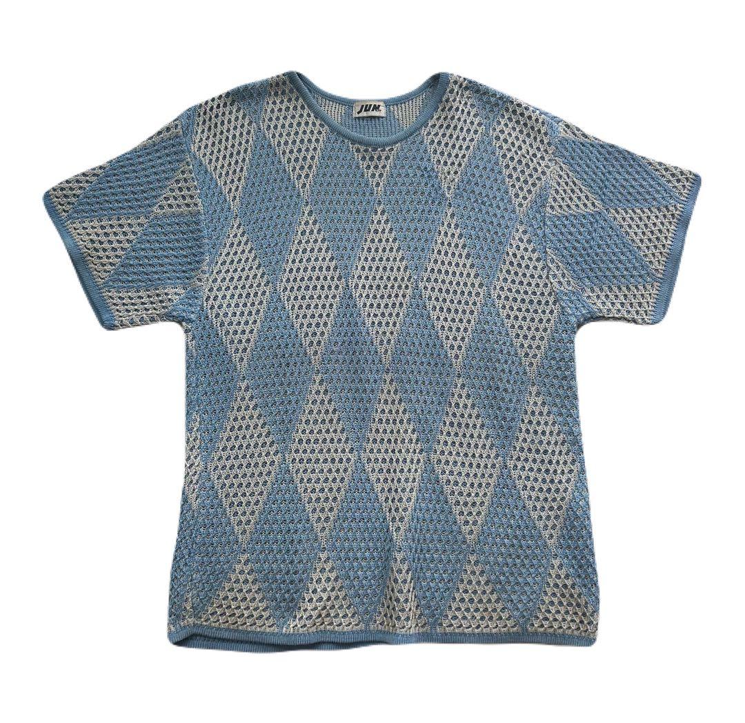 90s JUNMEN メッシュTシャツ アーガイル archive 希少