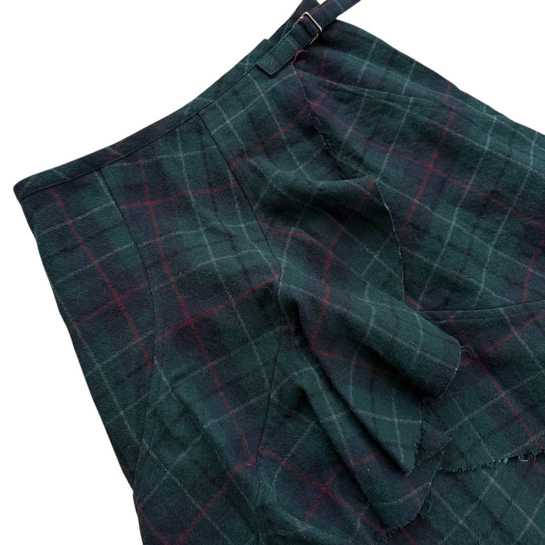 アレマンド様リクエストフリル アシンメトリー スカート チェック ウール