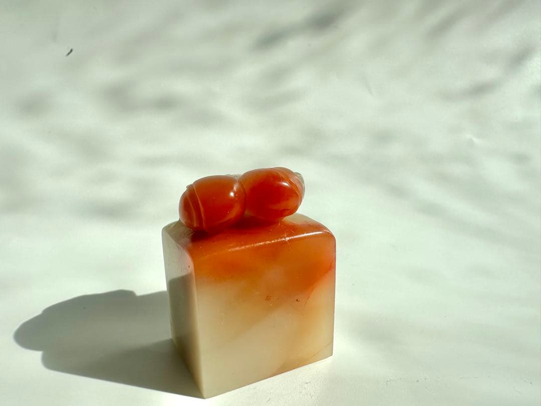 【桃】 もも　美品　高級印材　篆刻　印石　ラオス　印石　水凍