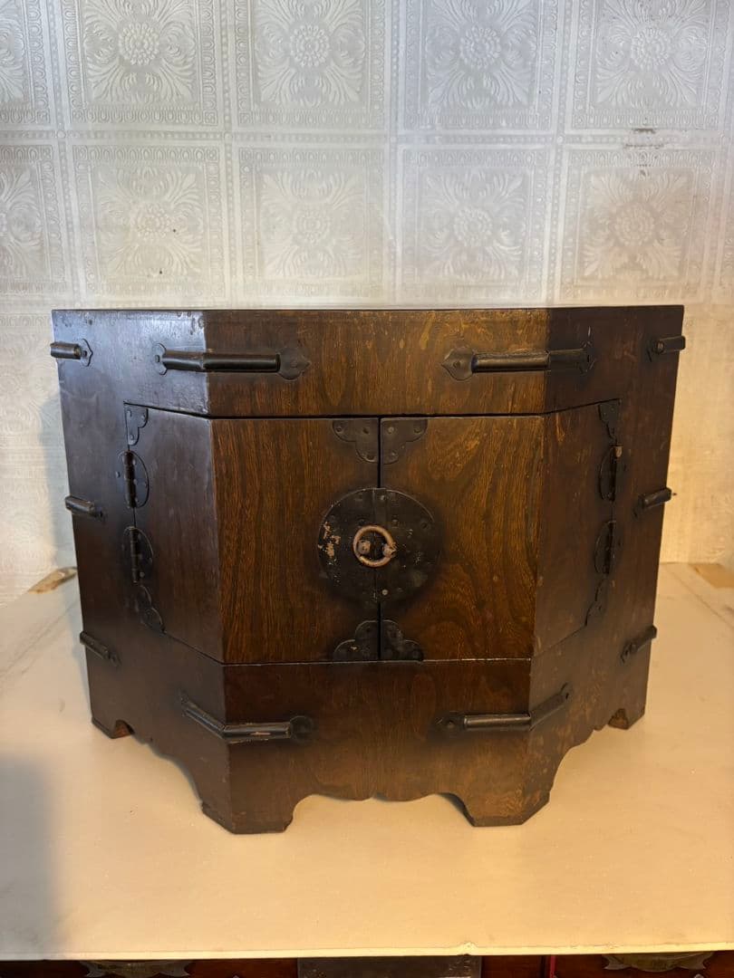 李朝家具　木製八角形　収納箱