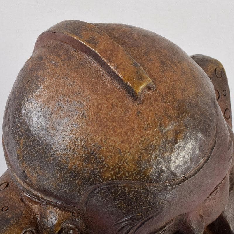 備前焼　福助　置物　縁起物　高さ約16.5㎝　在銘　V　9094