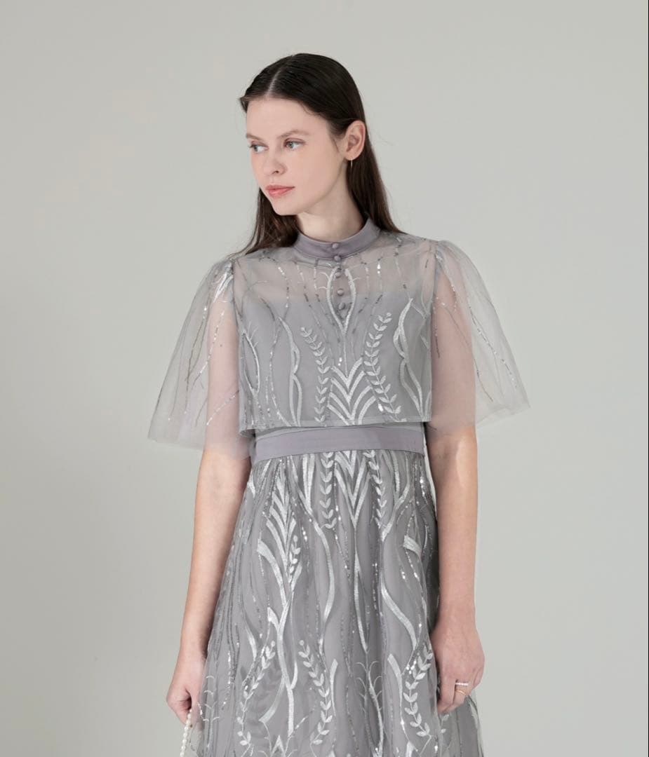 ボレロチュールレース刺繍セットアップワンピース