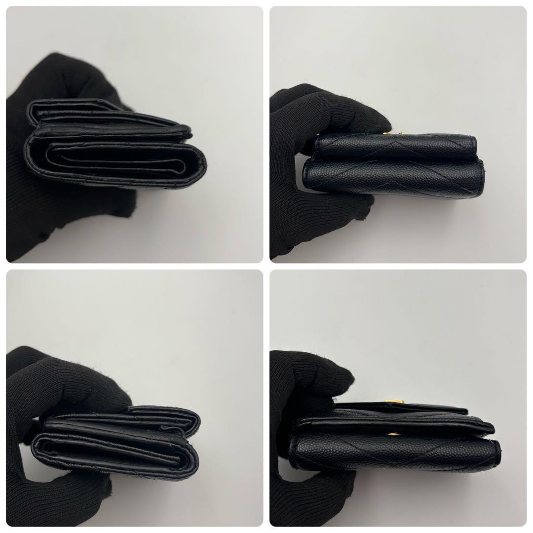 サンローラン　二つ折り　YSLロゴ　キルティング　レザー　ブラック