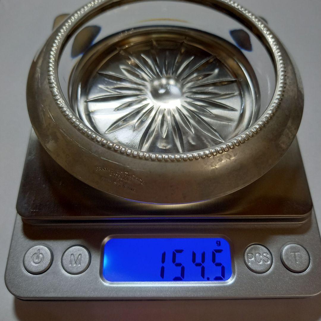 クリスタルガラス製工芸品 直径97.54mm　スターリングシルバー