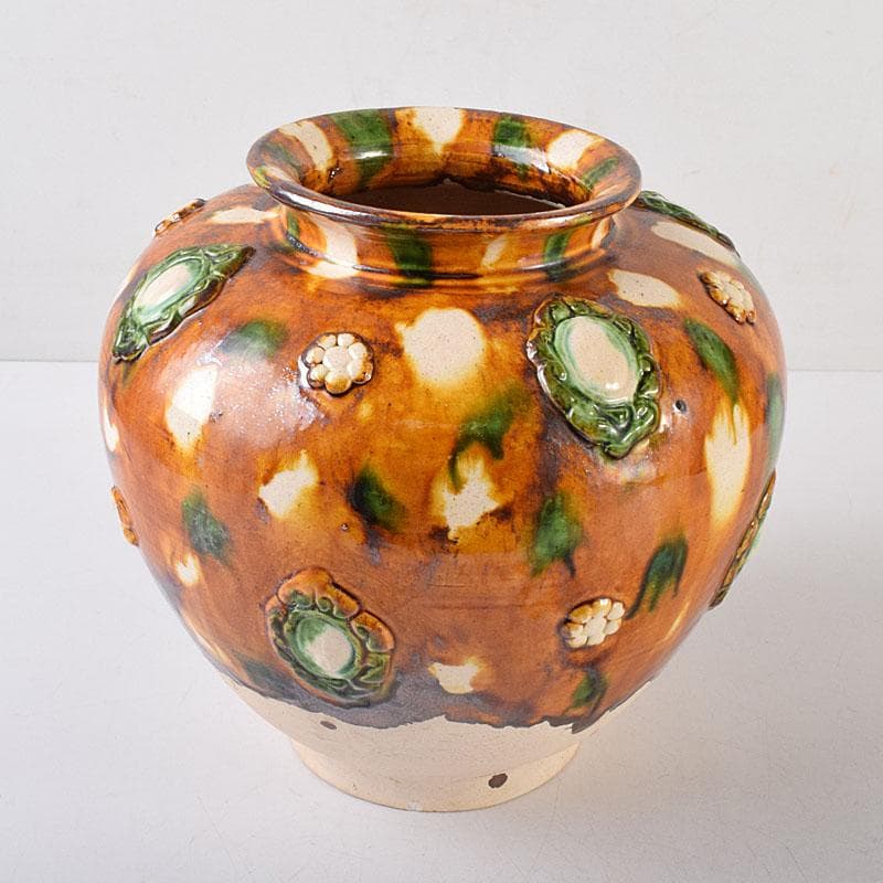 中国　唐三彩　丸壺　C　R8655H